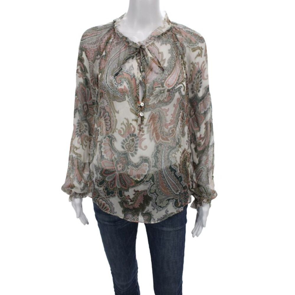 Veronica Beard Women Silk Paisley Tunic Blouse Long Sleeve Multi Size 4
